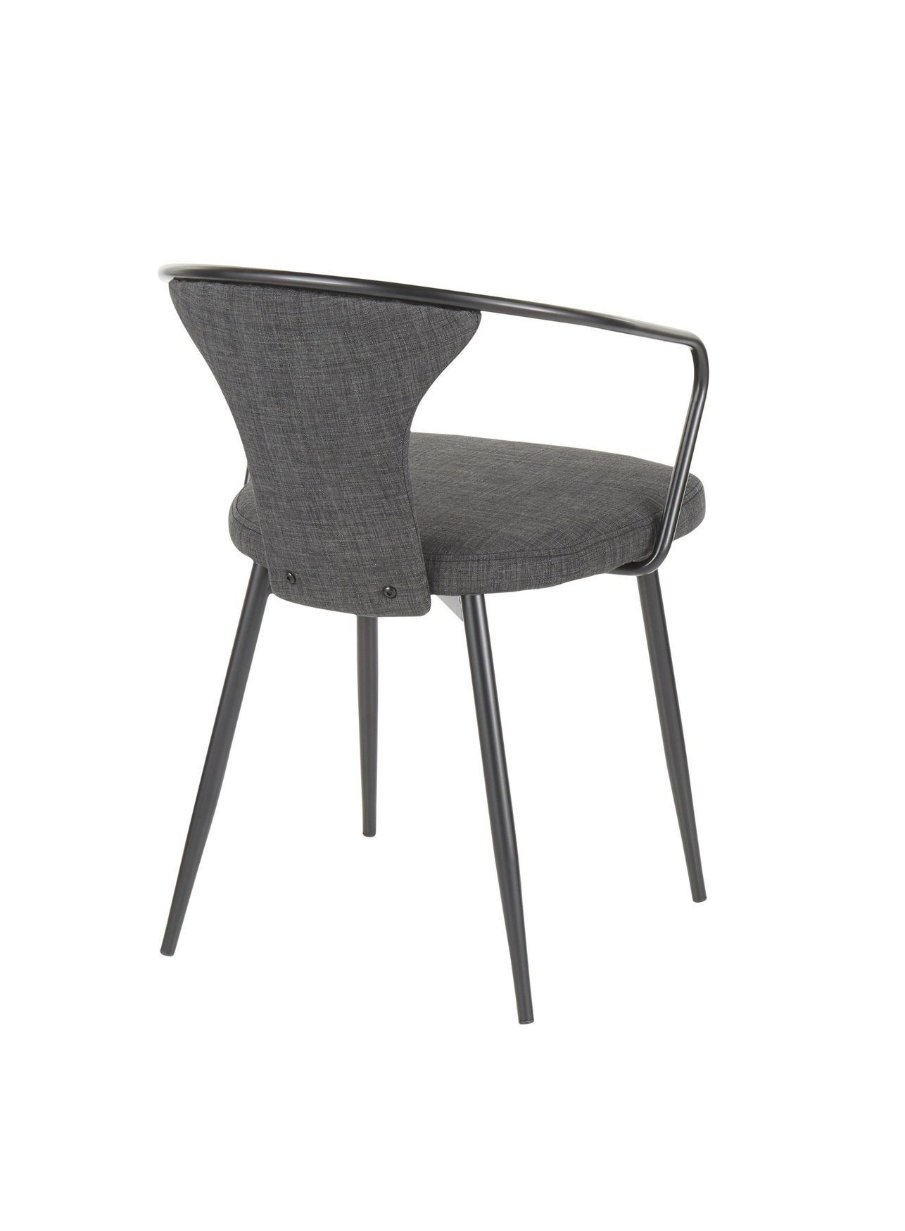 Waco Industrial Upholstered Chair, Black Metal and Dark Grey Fabric