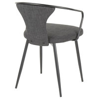 Waco Industrial Upholstered Chair, Black Metal and Dark Grey Fabric