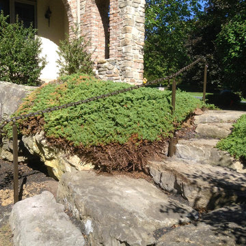 Custom Chain Link Exterior Step Rail