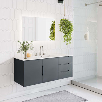 Vitality 48" Single Sink Bathroom Vanity, Gray White