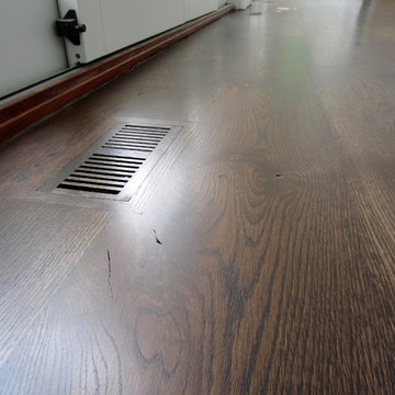 AMAGANSETT: 10" COUNTRY GRADE WHITE OAK INSTALLED, FINISHED W EBONY/ESPRESSO MIX