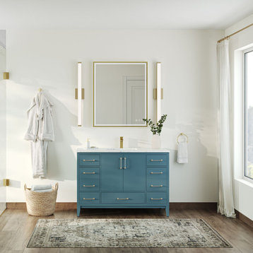 Lagoon 48" Single Bathroom Vanity in Royal Green with Natural Carrara White Marble Top