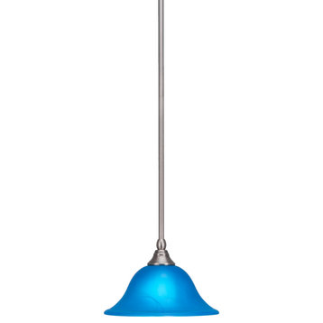Stem 1-Light Pendant with Hang Straight Swivel, Brushed Nickel/Blue Italian