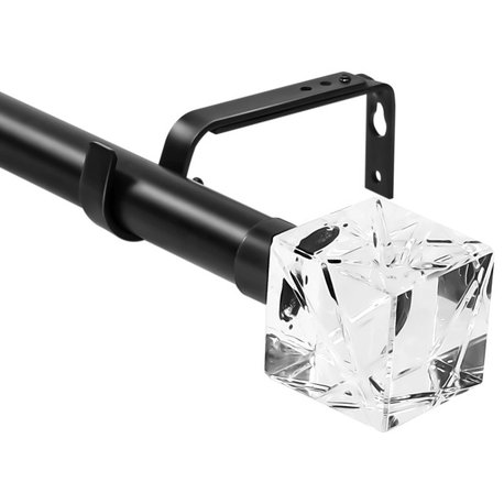 1" Diameter Cut Ice Single Drapery Curtain Rod, Black, 84"-120"