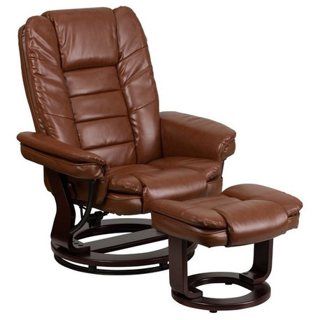 Pemberly Row Leather Recliner in Vintage Brown