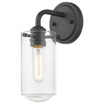Z-LITE - Z-LITE 471-1S-MB 1 Light Wall Sconce - Z-LITE 471-1S-MB 1 Light Wall SconceElegant simplicity speaks to a transitional space, showcasing artistic beauty and a charming village theme. This wall sconce delivers a gorgeous contrasting palette of matte black and clear glass to offer spot lighting and a tasteful decor accent.Style: TransitionalCollection: DelaneyFrame Finish: Matte BlackFrame Material: SteelShade Finish/Color: ClearShade Material: GlassDimension(in): 7(L) x 5(W) x 11.75(H)Bulb: (1)100W Medium Base(Not Included),DimmableVanity/Sconce Dual Mount(Up and Down): YesUL Classification/Application: ETL/CETL Certified/Damp