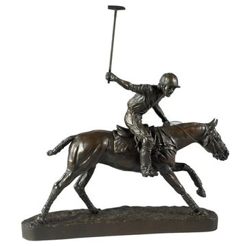 Sculpture Statue By Belden Polo Player Cast Resin Hand-Painted OK