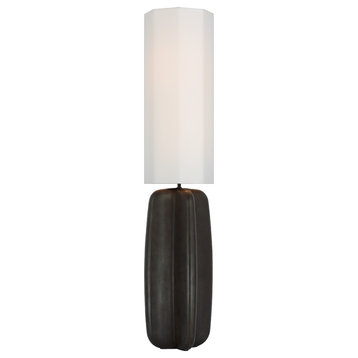 Alessio Medium Floor Lamp in Aged Iron with Linen Shade