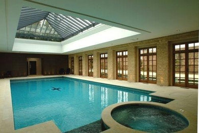 Design ideas for a large modern swimming pool in Cheshire.