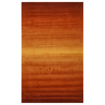 EORC Handmade Wool Orange Transitional Solid Horizon Rug, Rectangular 5'x8'