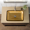 Golden Pearl Rectangle Glass Vessel Bathroom Sink