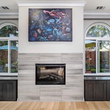 An interior combination of wood and imaginary sea world in Sacramento, CA