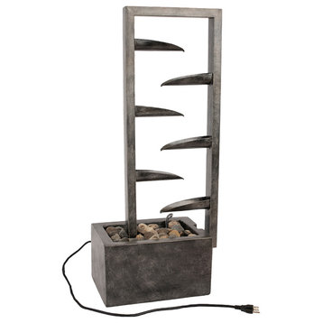 Pure Garden 7-Tier Modern Metal And Concrete Water Fountain