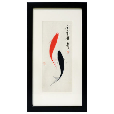 Rec Koi, Ying and Yang Frame, 8"x15"