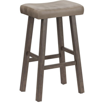 Bowery Hill Transitional 30" Faux Leather Bar Stool in Rustic Gray