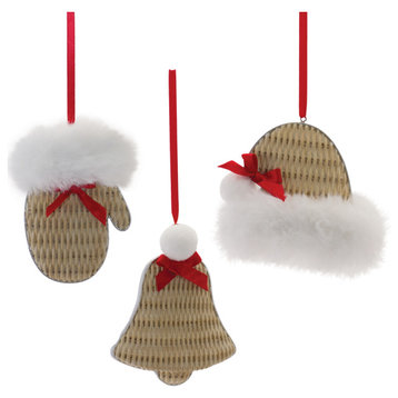 Cozy Mitten Hat and Bell Ornament, 12-Piece Set