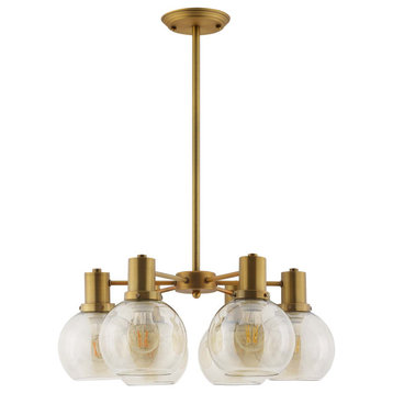 Resound Amber Glass And Brass Pendant Chandelier in