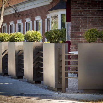 Restaurant Patio Planters & Metal Tubing Fence