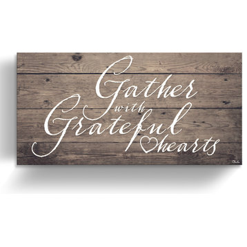 Grateful Hearts Wrapped Canvas Harvest Wall Art, 24"x48"