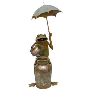Frog With Umbrella Fountain 22"Lx53.75"H Iron