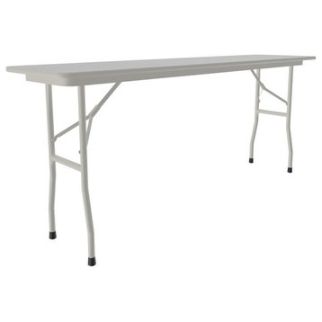 Correll 18"W x 60"D Melamine Top Folding Table in Gray Granite