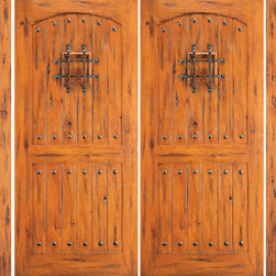 Double Door with Two Sidelites, External, Knotty Alder, Speakeasy - Front Doors
