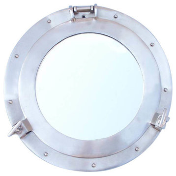 Decorative Ship Porthole Mirror, Brushed Nickel, 12"
