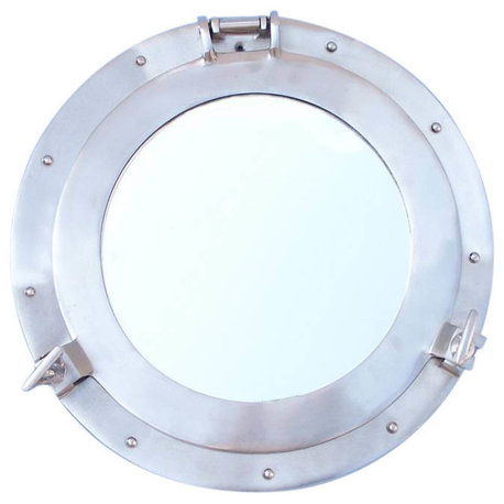 Decorative Ship Porthole Window, Brushed Nickel, 12"