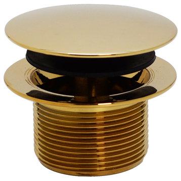 Mushroom Tip Toe 1.5" Npsm Coarse Thread Bath Drain In Polished Brass, Polished Brass