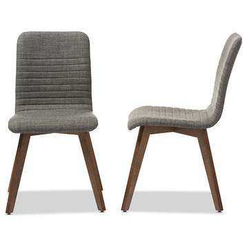 Fabric Upholstered Dining Chair, Dark Gray, Set Of 2