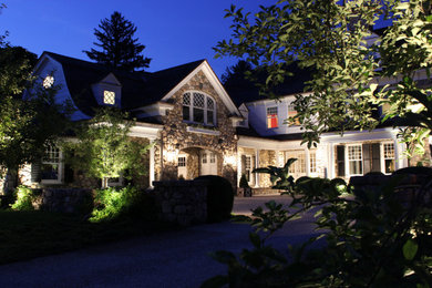 Example of a country exterior home design in New York