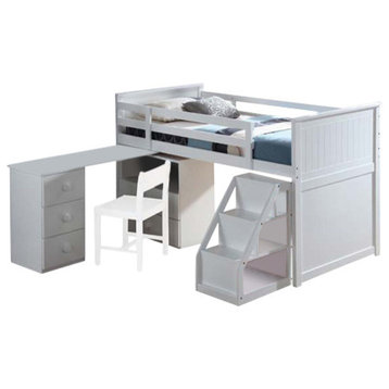 Wyatt Loft Bed With Chest, Swivel Desk and Ladder