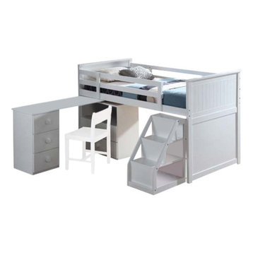 Wyatt Loft Bed With Chest, Swivel Desk and Ladder