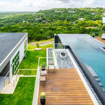 West Lake Hills Infinity Edge Pool & Decks (Ipe, Cable Railing)