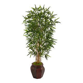 6' Bamboo Artificial Tree with 1024 Bendable Branches in Handmade Natural  Cotton Planter