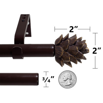 3/4" Pinecone Adjustable Curtain Rod, Bronze, 84"-120"