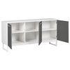Alaska 59'' 3 Door Modern Home Office Storage Cabinet Credenza, White/Grey