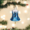 Old World Christmas Glass Blown Snowcapped Bell Blue, 2.5"