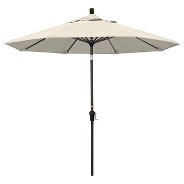 Olefin Auto-Tilt Market Umbrella With Bronze Aluminum Frame, Antique Beige, 9'