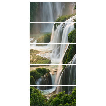 "Detian Waterfall" Landscape Photography Metal Wall Art, 5 Panels, 28"x60"
