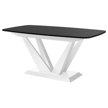 LETTO Extendable dining table, Black/White