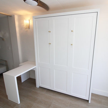 Custom Shaker Panel Murphy Wall Bed, Hidden Leg, Left Side Swing-Out Table