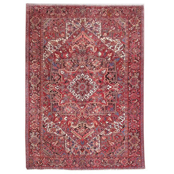Consigned, Persian 10 x 13 Area Rug, Heriz Hand-Knotted Wool Rug
