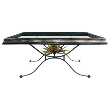Black Wrought Iron Artichoke Coffee Table Ornate Gold Cocktail Baroque