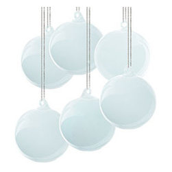 Milk Glass Globes - Small Sky Blue - Set of 6 - New - Christmas Ornaments