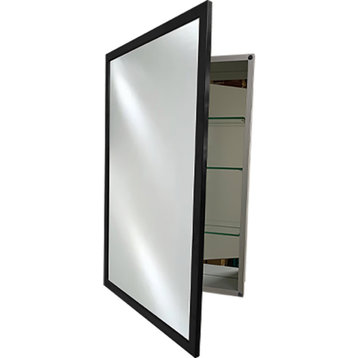 "SLIM LINE" Single Door Medicine Cabinets, Matte Black, 24x30