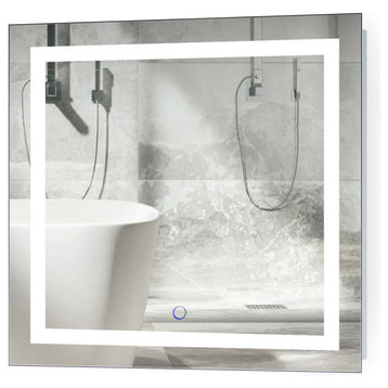 Krugg LED Bathroom Mirror, 24W X 24L Lighted Vanity Mirror - Dimmer & Defogger