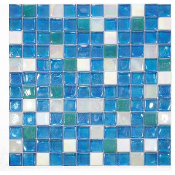 Mosaic Glass Tile Squares For Swimming Pool, Wet Areas & More, Sky Blue