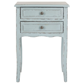 Edy End Table With Storage Drawers Pale Blue/White Smoke