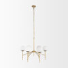 Edie Brushed Gold Metal With Frosted Glass Globes 6-Light Chandelier